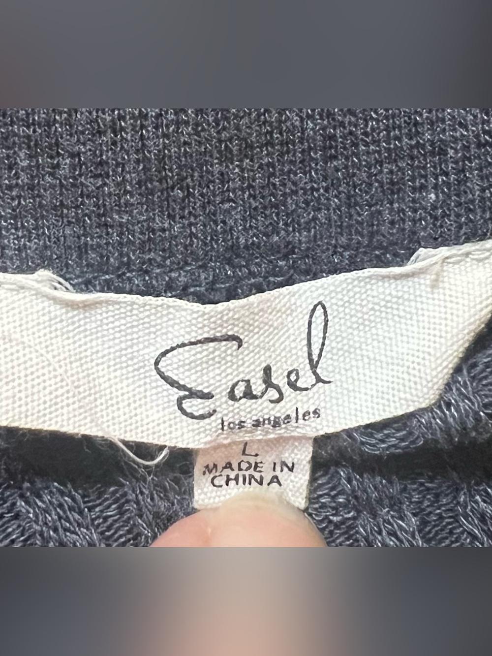 Easel Los Angeles Oversized Waffle Knit Half Zip Pullover Gray Large - Picture 7 of 8